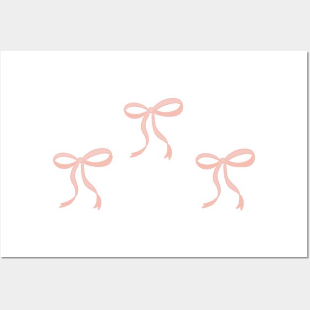 Cute Coquette pale pink ribbon bows repeating pattern seamless girly aesthetic this is me if you even care Wall Art by JuneNostalgia